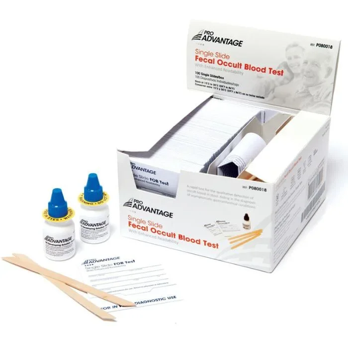 Fecal Occult Blood Test Kit with 100 Single Slides Tests, Developers, Applicators, 100/box