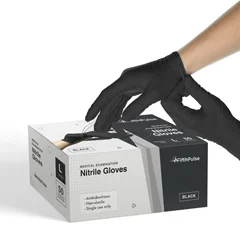 FifthPulse Nitrile Exam Latex Free & Powder Free Gloves, Black, 50/BX, Large