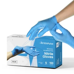 FifthPulse Nitrile Exam Latex Free & Powder Free Gloves, Blue, 100/BX, Small