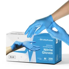 FifthPulse Nitrile Exam Latex Free & Powder Free Gloves, Blue, 200/BX, Medium