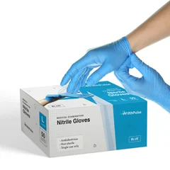 FifthPulse Nitrile Exam Latex Free & Powder Free Gloves, Blue, 50/BX, Large