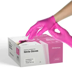 FifthPulse Nitrile Exam Latex Free & Powder Free Gloves, Fuchsia, 50/BX, Large