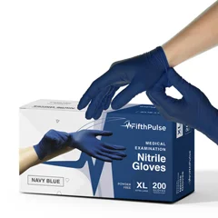 FifthPulse Nitrile Exam Latex Free & Powder Free Gloves, Navy Blue, 200/BX, XL
