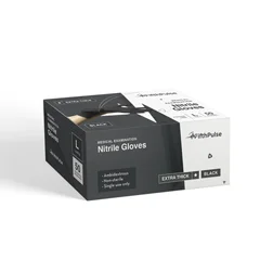 FifthPulse Nitrile Exam Latex Free & Powder Free THICKER Gloves, Black (4 mil), 50/BX, Large