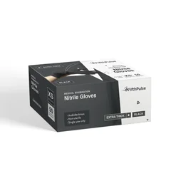 FifthPulse Nitrile Exam Latex Free & Powder Free THICKER Gloves, Black (4 mil), 50/BX, XS