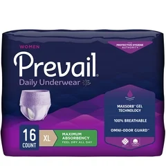 First Quality Adult Absorbent Underwear Prevail® for Women Pull On X-Large Disposable Heavy Absorbency, 16/BG, 4BG/CS