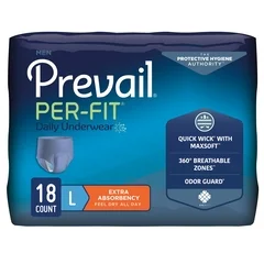 First Quality Adult Absorbent Underwear Prevail® Per-Fit® Men Pull On Large Disposable Moderate Absorbency, 18/BG
