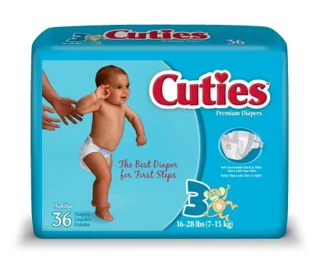 First Quality Cuties Baby Diaper Tab Closure Size 3 Disposable Heavy Absorbency – CR3001