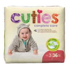 First Quality Cuties® Diapers 16-28 lbs. Size 3, 144/CS