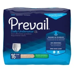 First Quality Prevail for Men Absorbent Underwear with Tear Away Seams, XL, Heavy Absorbency, 16 EA/BG