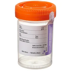 Fisher Scientific Specimen Container Samco Narrow-Mouth Bio-Tite 48 mm Opening 90 mL (3 oz.) Screw Cap Patient Information Sterile, 400/CS