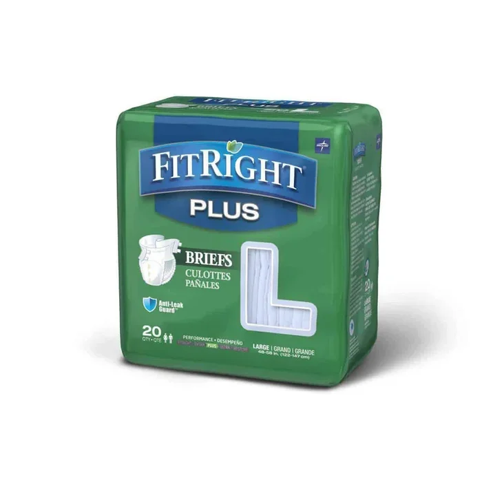 FitRight Plus Adult Diapers – Unisex Disposable Incontinence Briefs with Tabs – Moderate Absorbency