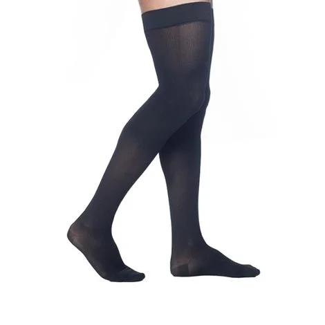 FLA Activa Sheer Therapy Closed Toe Thigh High 15-20mmHg Black Compression Stockings