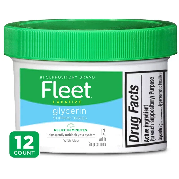 Fleet Laxative Glycerin Suppositories for Adult Constipation Relief with Aloe Vera