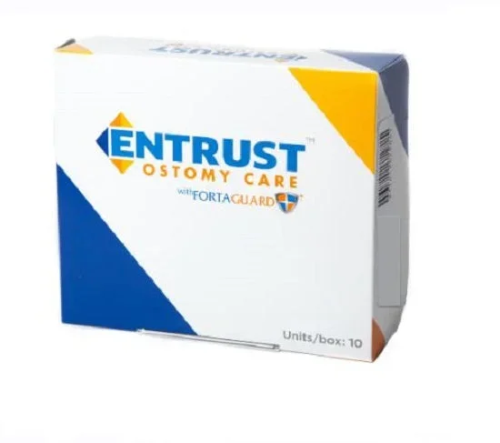 Fortis Medical Products Entrust Ostomy Pouch One-Piece System 12 Inch Length 1 Inch Stoma Drainable Flat, Pre-Cut – 121001A