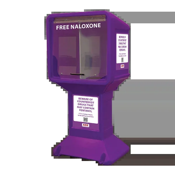 Free Standing Naloxone Distribution Box, Newspaper Stand Style