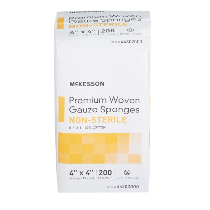 Gauze Sponge McKesson 4 X 4 Inch 8-Ply NonSterile 200 per Pack