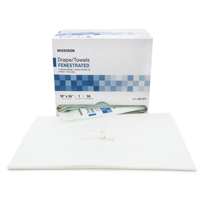 General Purpose Drape McKesson Poly Lined Towel Drape 18 W X 26 L Inch Sterile, 25-517