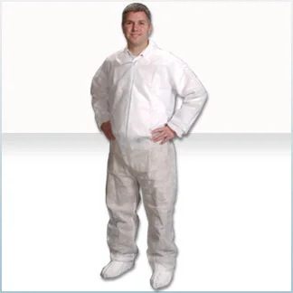 GenPro Coveralls, Elastic Wrist, Ankle & Back, Serged Seams, White, Medium, 25/cs
