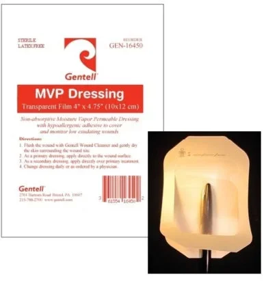 Gentell Gentell MVP Transparent Film Dressing with Border Rectangle 4 X 5 Inch Frame Style Delivery Without Label Sterile – GEN-16450