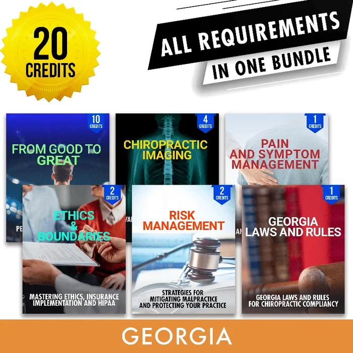 Georgia Online CE Bundle 1: Independent Study Package, Chiropractic Continuing Education, 20 Credits