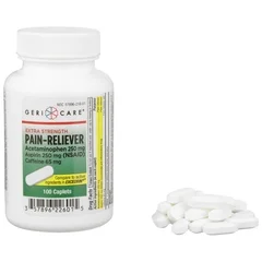 Geri-Care Pain Relief 250 mg – 250 mg – 65 mg Strength Acetaminophen / Aspirin / Caffeine Caplet 100 per Bottle, 1200 EA/CS