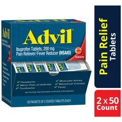 Glaxo Smith Kline Pain Relief Advil 200 mg Strength Ibuprofen Tablet 50 per Box, 100/BX - Image 2
