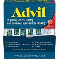 Glaxo Smith Kline Pain Relief Advil 200 mg Strength Ibuprofen Tablet 50 per Box, 100/BX