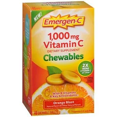 Glaxo Smith Kline Vitamin C Supplement Emergen-C® Ascorbic Acid 1000 mg Strength Chewable Tablet 40 per Box Orange Flavor