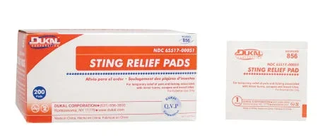 Global Biomedical Technologies LLC Dukal Sting and Bite Relief 200 per Box Towelette Individual Packet – 856