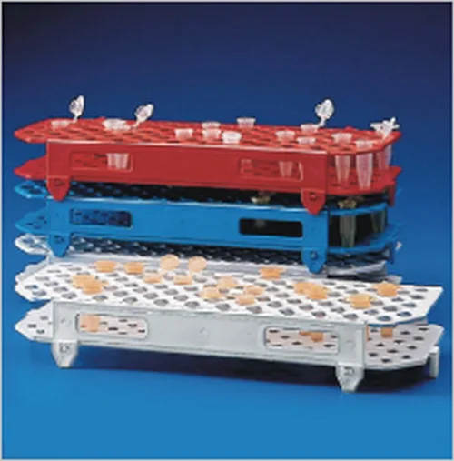 Globe Scientific Microcentrifuge Tube Rack, 100-Place, PP, Red