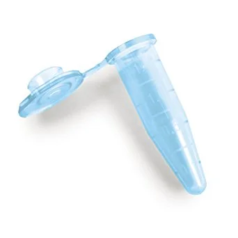Globe Scientific MicroCentrifuge Tube with Attached Snap Cap, 1.5mL, Blue, 1000/pk