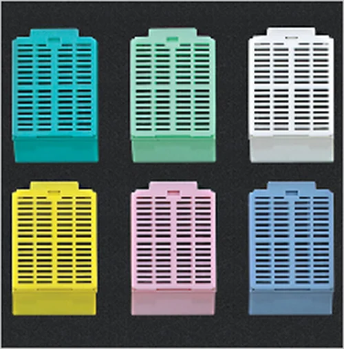 Globe Scientific Tissue Cassettes with Removable Lids, 30 Degrees, Blue, 1000/cs