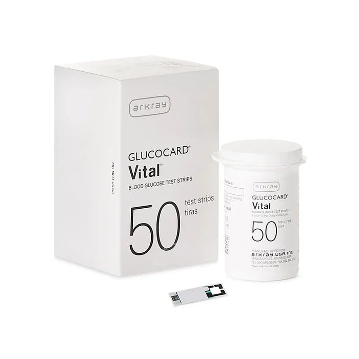 Glucocard Vital Blood Glucose Test Strip, 7 second Test Time by Arkray USA – Box of 50