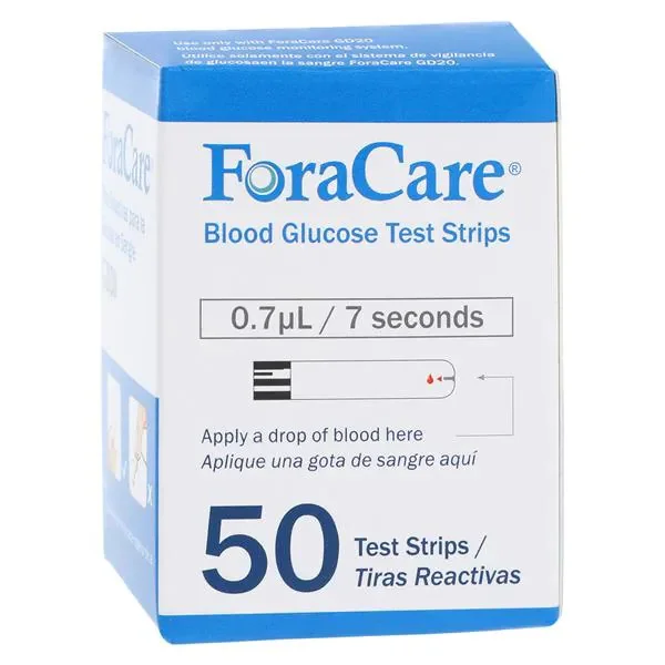 Glucose Test Strips For Fora GD20 Meter 50/Bx
