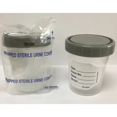 GMAX Specimen Container 120 mL (4 oz.) Screw Cap Patient Information Poly Bagged Sterile, 100 EA/CS