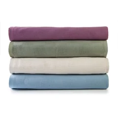 Golden Mills 74×108, Thermal Blanket, 100% Cotton, Blue