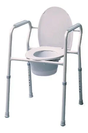 Graham-Field 3-in-1 Commode Chair Fixed Arm Steel Frame Back Bar 15-1/2 to 23-1/2 Inch Height – 7103A-4