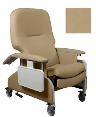 Graham-Field Lumex Deluxe Clinical Care Drop Arm Recliner Vintage Gold Vinyl Upholstered Four Swivel Casters, 2 with Locks, 1 Directional Four Swivel Casters, 2 with Locks, 1 Directional – FR566DG401