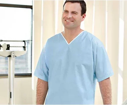 Graham Medical Products Scrub Shirt Medium Light Blue Without Pockets Short Sleeves Unisex – 62487