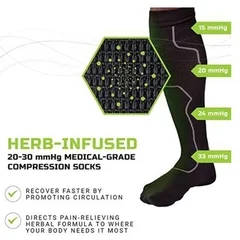 Green Drop Compression Knee High Sock, Black, Small/Medium, 1/PR - Image 2