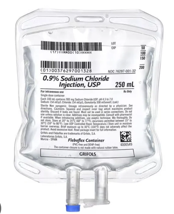 Grifols, S.A. IV Injection Solution 0.9% Sodium Chloride 250mL Bag, 28/Case