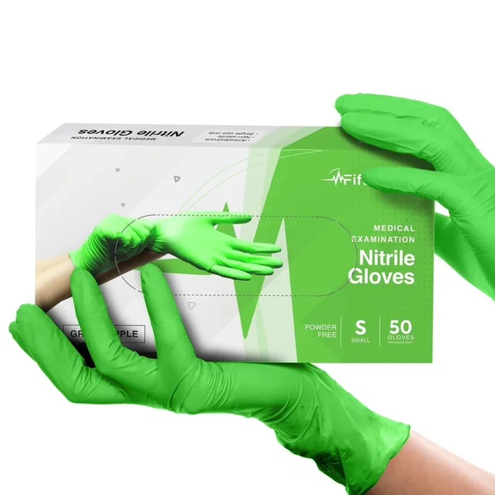 Guantes de nitrilo desechables verdes