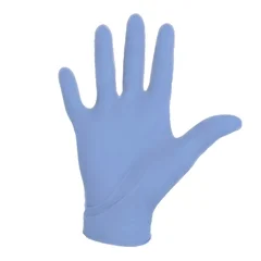 Halyard Exam Glove Aquasoft Large NonSterile Nitrile Standard Cuff Length Textured Fingertips Blue Not Chemo Approved, 300 EA/BX