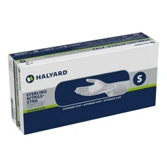 Halyard Exam Glove STERLING-XTRA Small NonSterile Nitrile Extended Cuff Length Textured Fingertips Gray Chemo Tested, 10/CS
