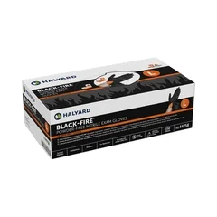 Halyard Reversible Exam Glove Black-Fire Large NonSterile Nitrile Standard Cuff Length Textured Fingertips Black / Orange Not Chemo Approved, 10 EA/CS - Image 2