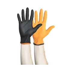 Halyard Reversible Exam Glove Black-Fire Small NonSterile Nitrile Standard Cuff Length Textured Fingertips Black / Orange Not Chemo Approved, 10 EA/CS