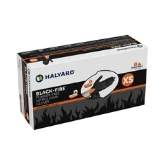 Halyard Reversible Exam Glove Black-Fire* X-Small NonSterile Nitrile Standard Cuff Length Textured Fingertips Black / Orange Not Chemo Approved, 10/CS - Image 2