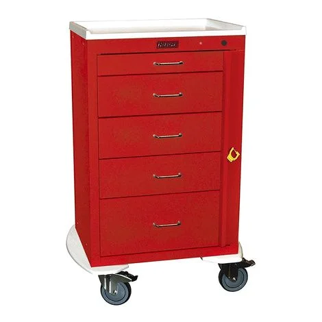 Harloff Five Drawer 24 Inch Mini Emergency Cart With Breakaway Lock