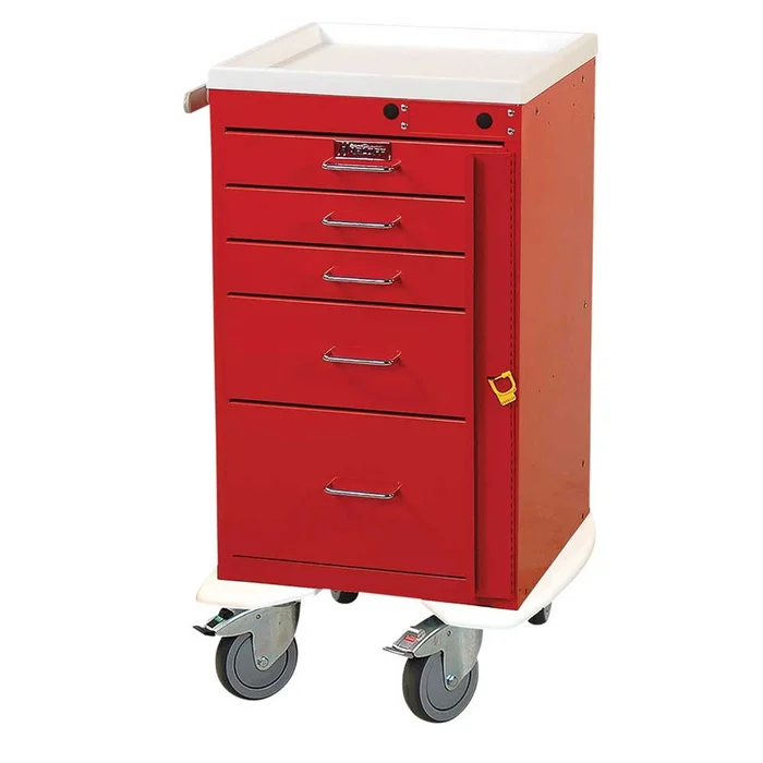 Harloff Mini-Line 5-Drawer Deluxe Emergency Cart Mini 5-Drawer Deluxe ER Cart, Mauve – 938810/MAU/NA